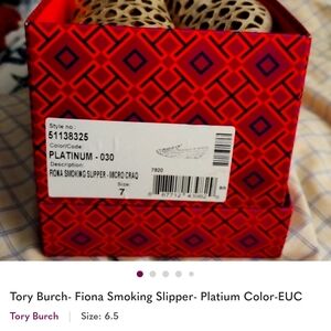 Tory Burch Platinum Fiona Smoking Slipper